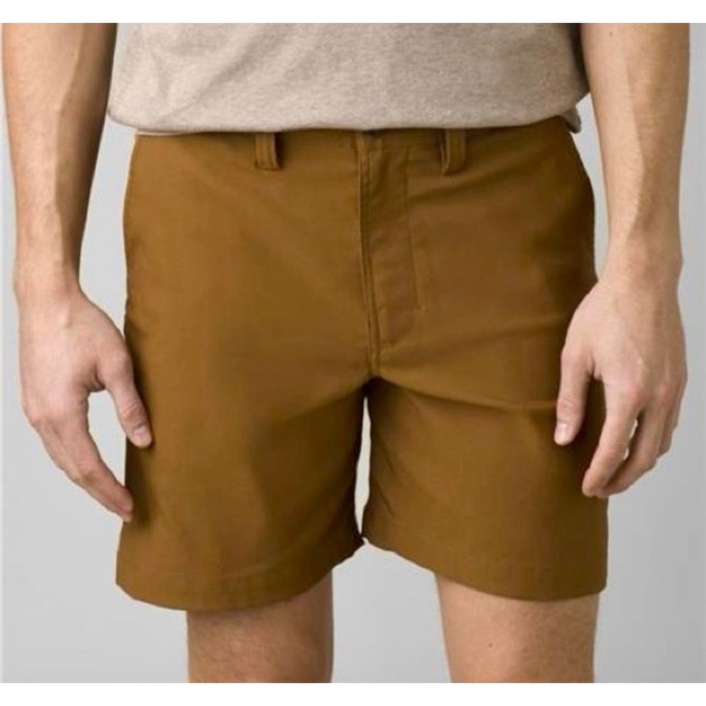 Prana Alameda 7" Shorts Cafe Brown Mens Size 34 Outdoor Hiking Climbing Gorpcore